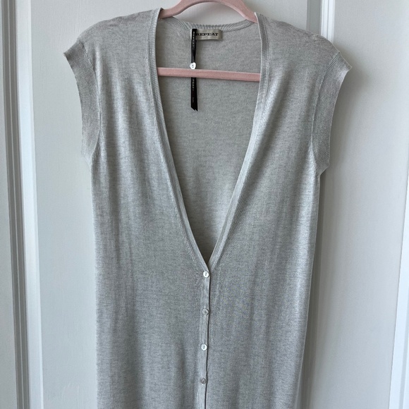Repeat Cashmere & Silk Blend Sleeveless Long Cardigan | Size 36 (S/M) - Picture 1 of 5